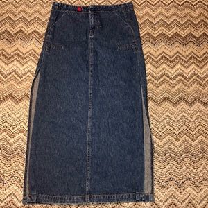 Vtg R Lab Maxi Denim Jeans Pencil SideSlit Skirt 7